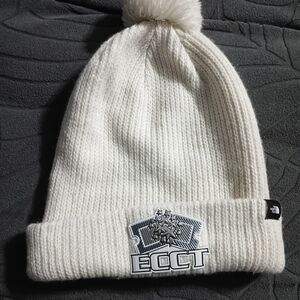The North Face Cream Knit Beanie with Pom-Pom